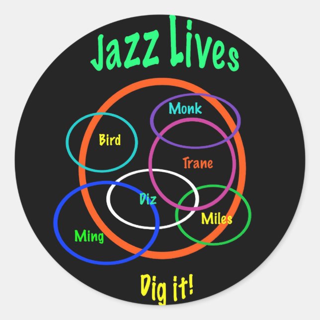 Jazz Lives Runder Aufkleber (Vorderseite)