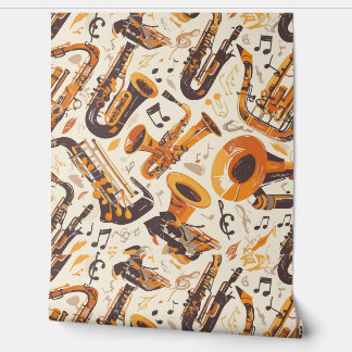 Jazz Melody - Saxophone Musical Pattern Wallpaper Tapete
