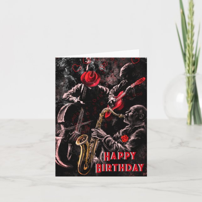 Jazz Music Band Carte d'anniversaire - Personnalis (Devant)