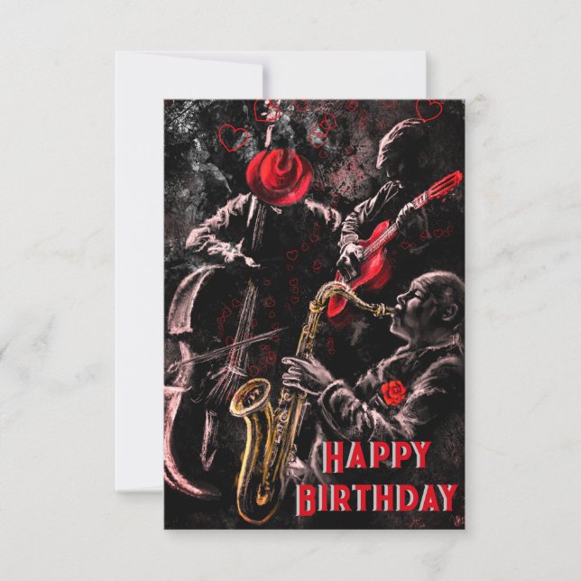 Jazz Music Band Musical Bonne carte d'anniversaire (Devant)