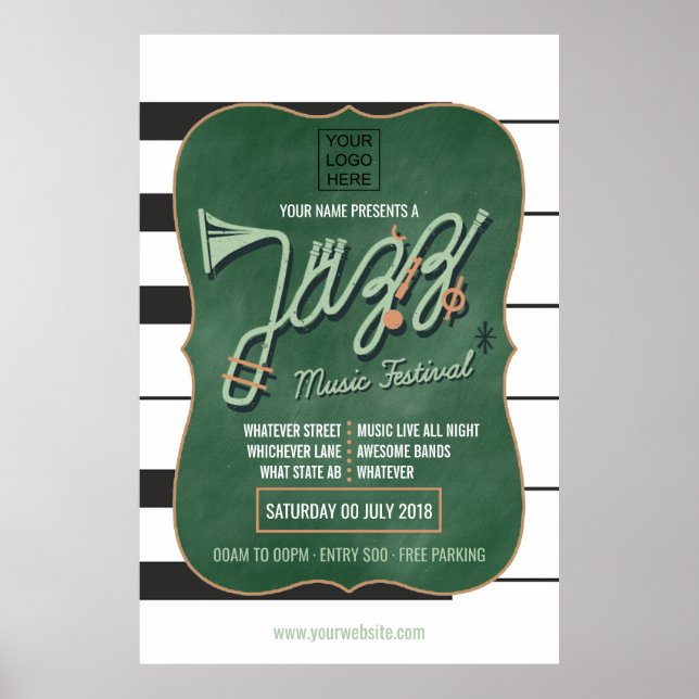 Jazz Music Festival hinzufügen Logo Chalkboard Ein Poster (Vorne)