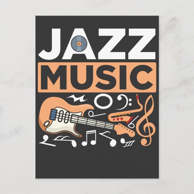 Jazz Music Gitarrist Saxophonist Blues Musiker Postkarte (Vorderseite)