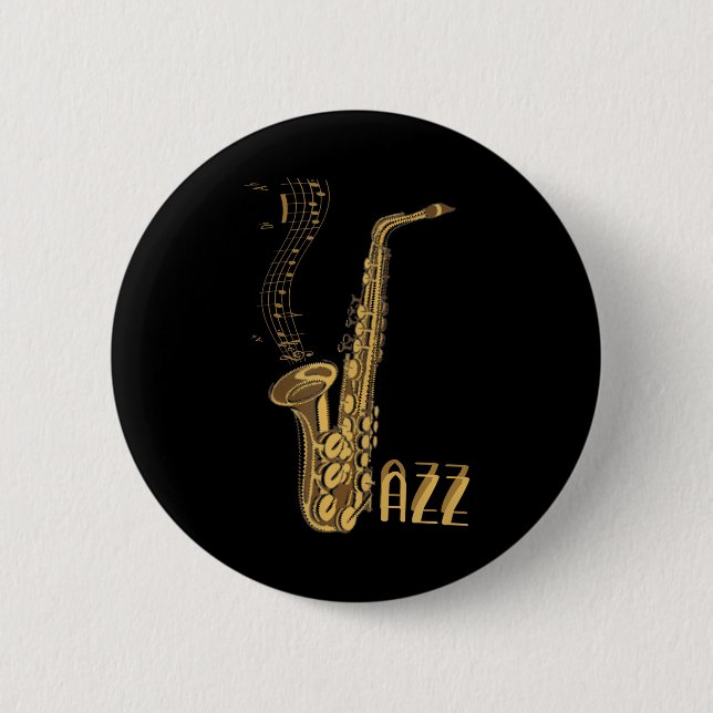 Jazz Music Jazz Lovers Jazz Fansaxophone Spieler Button (Vorderseite)