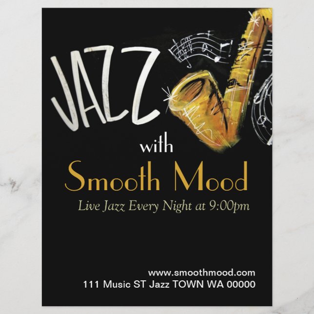 Jazz Music Musician Flyer Einladung (Vorne)