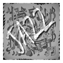 Jazz Music Pattern Dancing Swirting Notes BW