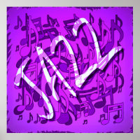 Jazz Music Pattern Dancing Swirting Notes Violet