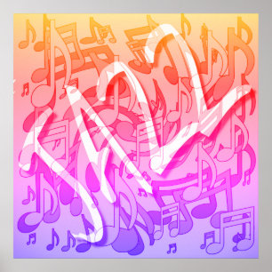 Jazz Music Pattern Tanzen Swirt Notes farbenfroh Poster