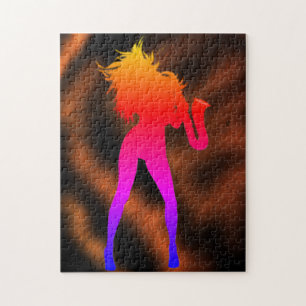 Jazz Music Saxophone Player Femme Puzzle Cadeau