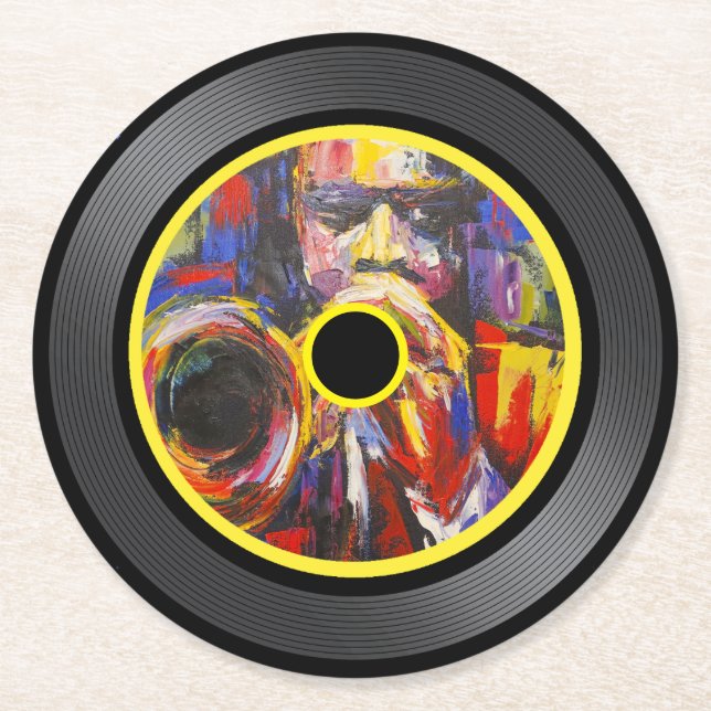 Jazz Music Vinyl Record Runder Pappuntersetzer (Vorderseite)