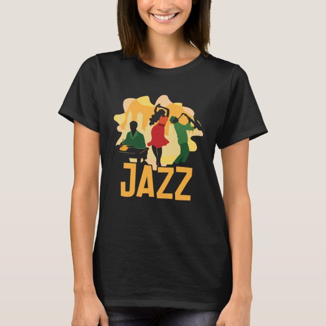 Jazz Musician Orchestra Saxophone Piano Trombone P T-Shirt (Vorderseite)