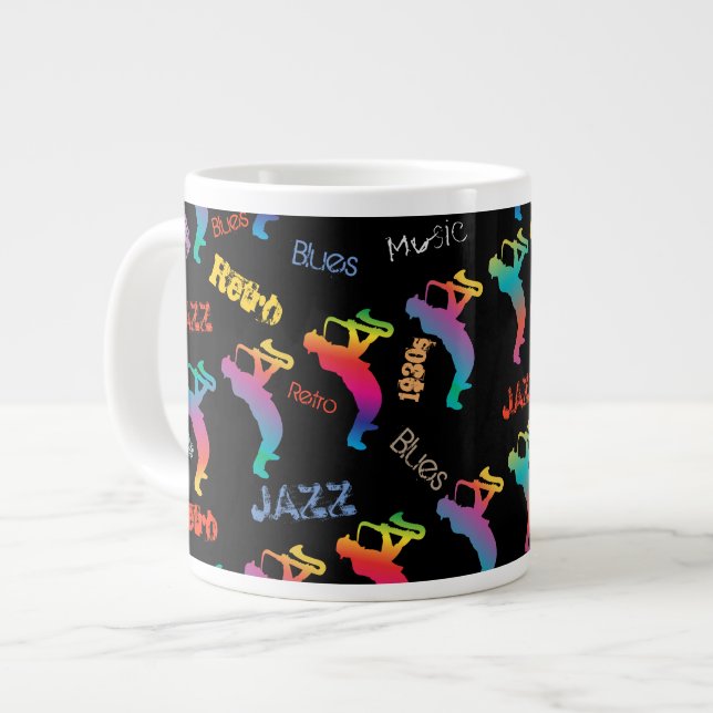 Jazz Musicians Retro Music POP ART Jumbo-Tasse (Vorderseite Links)