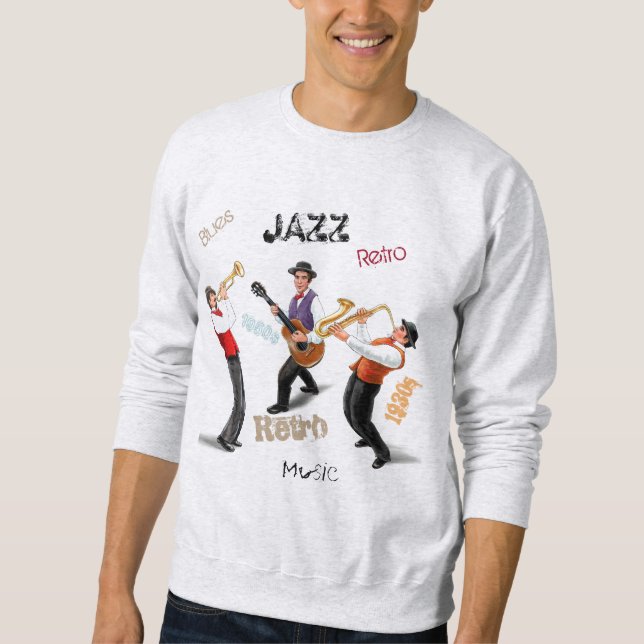 Jazz Musicians Retro Music Vintag Illustration Sweatshirt (Vorderseite)