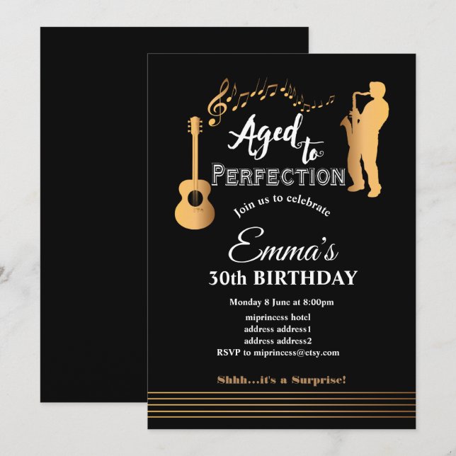 Jazz, Musik-Party Einladung, Perfektion Einladung (Vorne/Hinten)