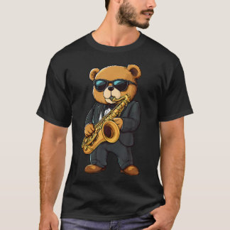 Jazz-Musik Saxophon Teddy Sonnenbrille T-Shirt