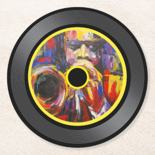 Jazz-Musik-Vinyl-Schallplatte Runder Pappuntersetzer
