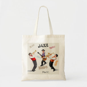 Jazz-Musiker-Retro Musik-Vintage Illustration Tragetasche