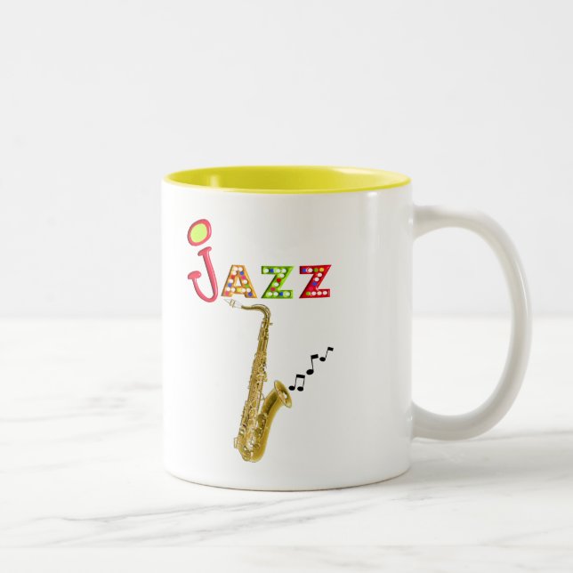 Jazz-Musikfreund-Geschenke Zweifarbige Tasse (Rechts)