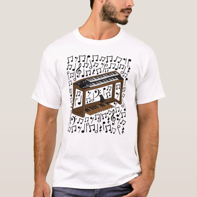 Jazz Organ Musical Notes Organist Musiker T-Shirt (Vorderseite)