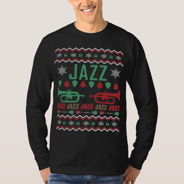Jazz Player Ugly Christmas Sweater T-Shirt (Vorderseite)
