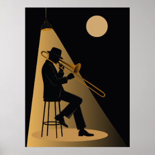 Jazz-Posaunistendruck Vintage-Jazz Poster
