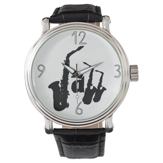 Jazz Sax Wählen Sie Ihren Farbhintergrund Beobacht Armbanduhr (Vorderseite)