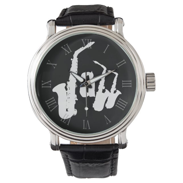 Jazz Sax Wählen Sie Ihren Farbhintergrund Sehen 2 Armbanduhr (Vorderseite)