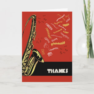 Jazz-Saxophon danken Ihnen zu kardieren Dankeskarte