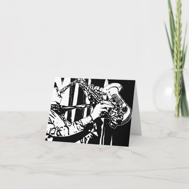 Jazz Saxophone Musiker 4x5,6 geklappt (Vorderseite)