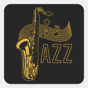 Jazz Saxophonist-Geschenk Quadratischer Aufkleber