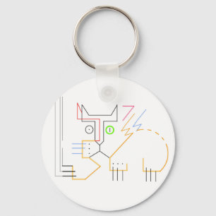 Jazz, Scratching, Abstrakter Cat Button Schlüssela Schlüsselanhänger
