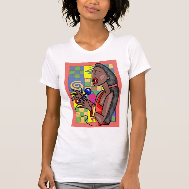 Jazz Singer Abstrakter Hintergrund T-Shirt (Vorderseite)