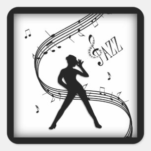 Jazz Tance Black and White Music Quadratischer Aufkleber
