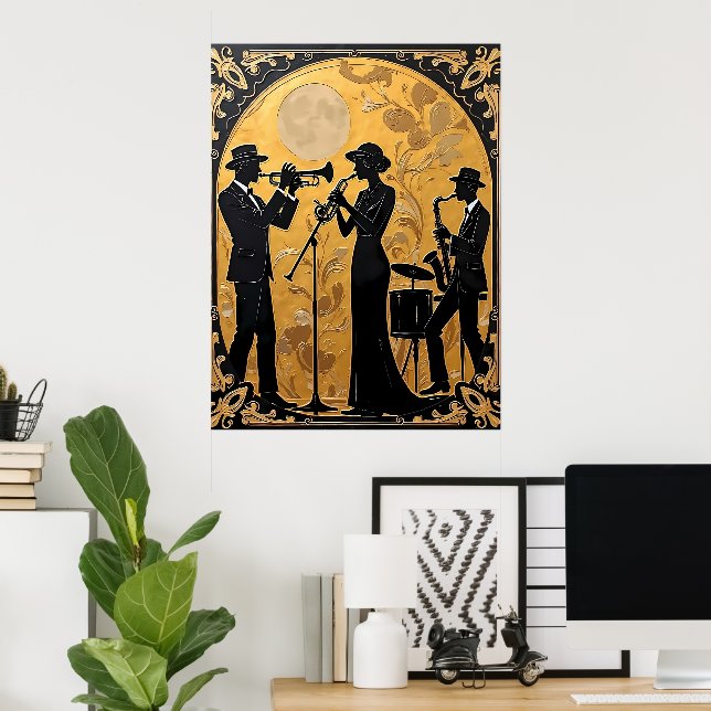 Jazz Trio in Gold Poster (Heimbüro)