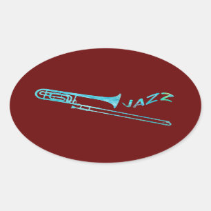 Jazz Trombone Ovaler Aufkleber