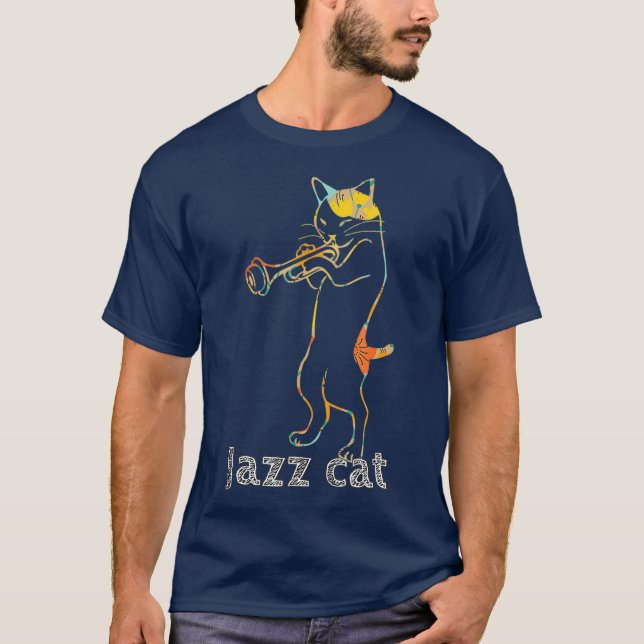 Jazz Trumpet Spielen Kitty Cat Cool Jazz Cat T-Shirt (Vorderseite)