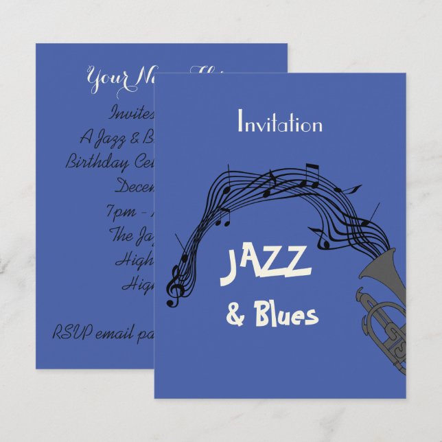 Jazz und Blues als Party Einladung (Vorne/Hinten)