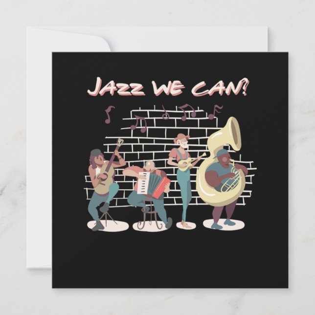 Jazz We Can Play Music Play The Band Instrumenten Einladung (Vorderseite)