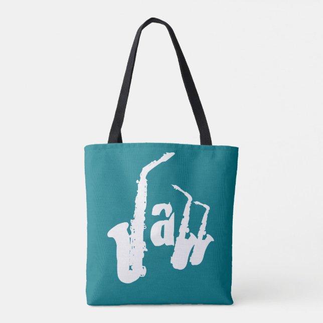 Jazz-weißes Saxophon wählen Ihre Farbhintergrund Tasche (Rückseite)