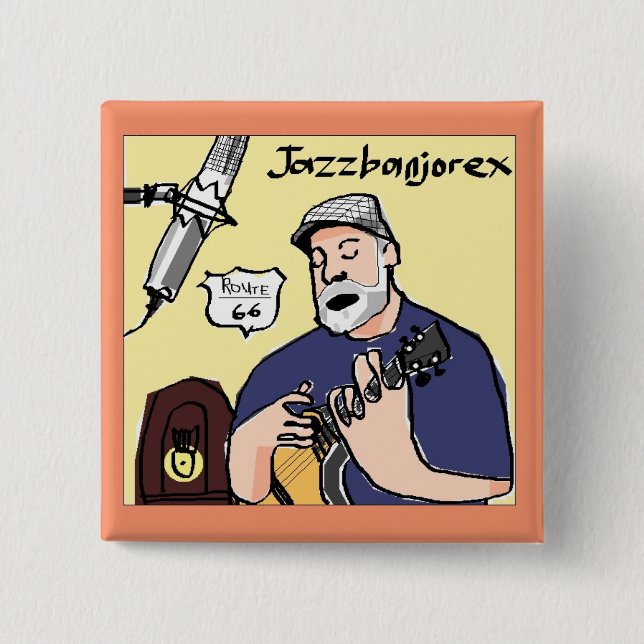 jazzbanjorex quadratischer Knopf Button (Vorderseite)