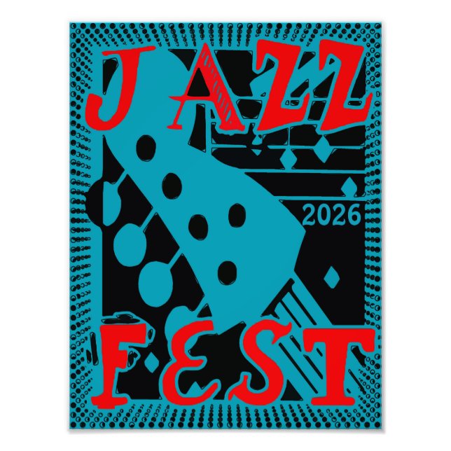 JazzFest Gitarre Datum hinzufügen, Text bearbeiten Fotodruck (Vorne)
