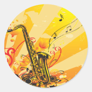 Jazzige Saxophone-Schinken der Musik Runder Aufkleber
