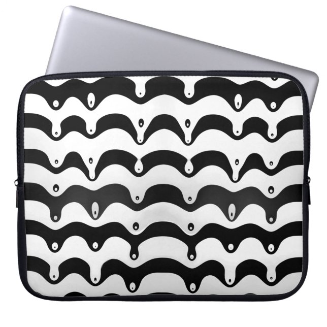 Jazzige Zebrastreifen in Schwarz und Weiß Laptopschutzhülle (Vorderseite)