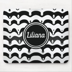 Jazzige Zebrastreifen in Schwarz und Weiß Mousepad