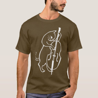 Jazzkatze spielt aufrecht stehenden Kontrabass  T-Shirt
