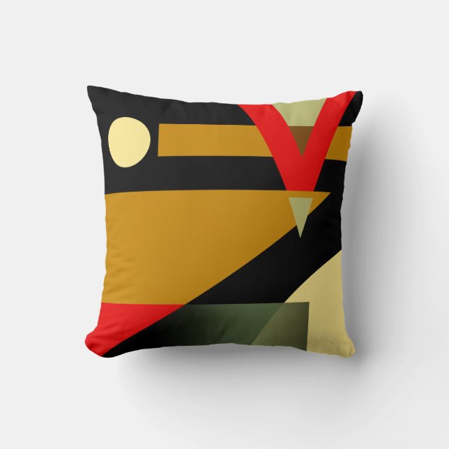 Jazzliches geometrisches Muster| Goldbeige Kissen (Vorderseite)
