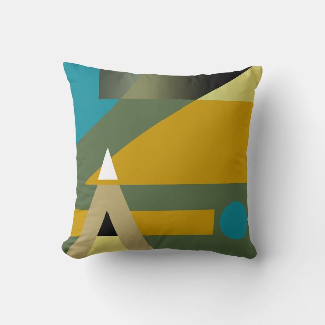 Jazzliches geometrisches Muster| Goldbeige Kissen (Vorderseite)