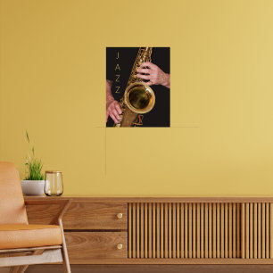 Jazzman Playing Gold Saxophon Poster