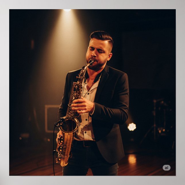 Jazzman Saxophone Player Poster (Vorne)