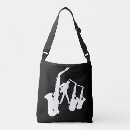 Jazzman White Saxophonist Sax Black Bag Tragetaschen Mit Langen Trägern