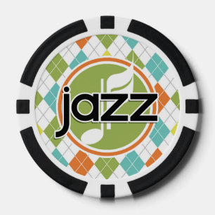 Jazzmusik; farbenfrohe Raute Pokerchips